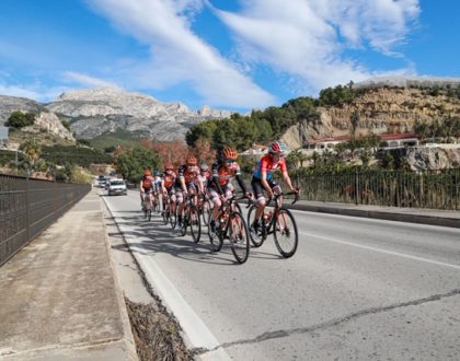 cyclists going up hill preparing for season sports catering in Javea
